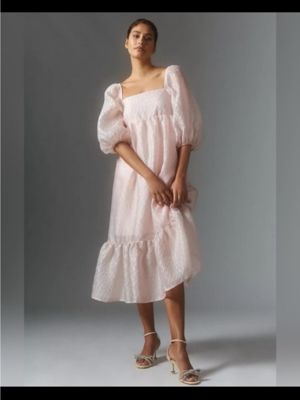 Anthropologie women’s pink smocked midi dress size medium